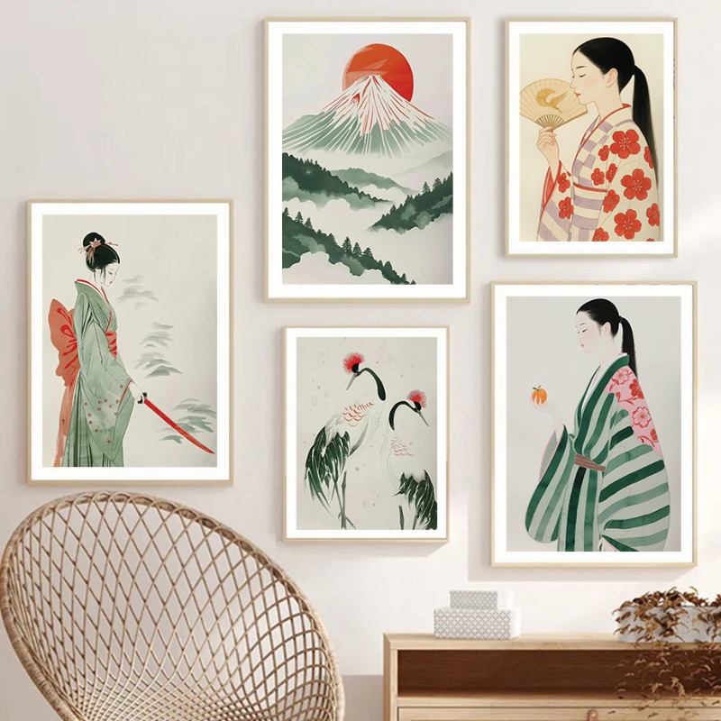 Japanese Minimalist Lifestyle - Monte fuji & guindaste japonês impressão
