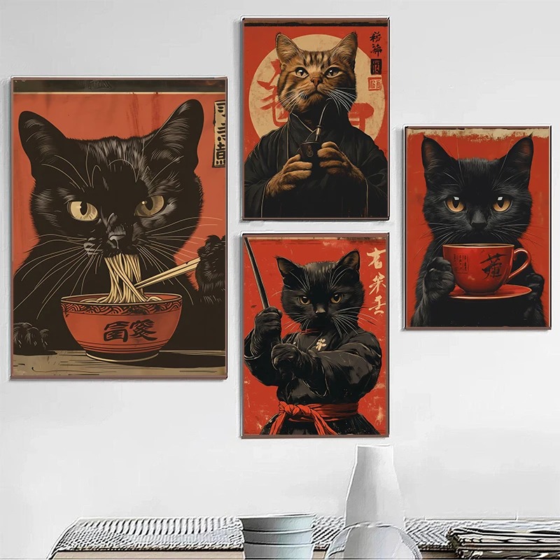 Japonês estilo edo gato preto  - Japanese Lifestyle Home avaliação e preço