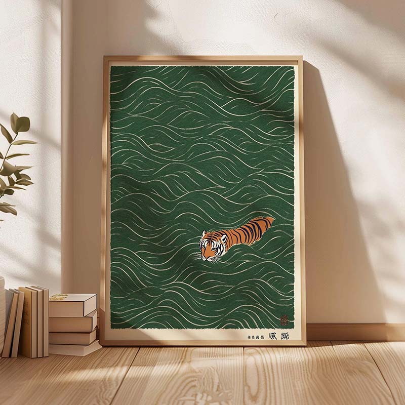 Pôster de tigre japonês, estil - Japanese Minimalist Lifestyle avaliação e preço