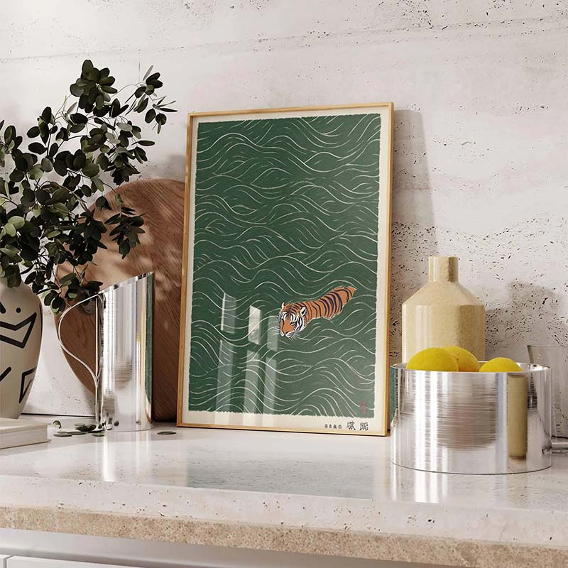 Pôster de tigre japonês, estil - Japanese Minimalist Lifestyle avaliação e preço